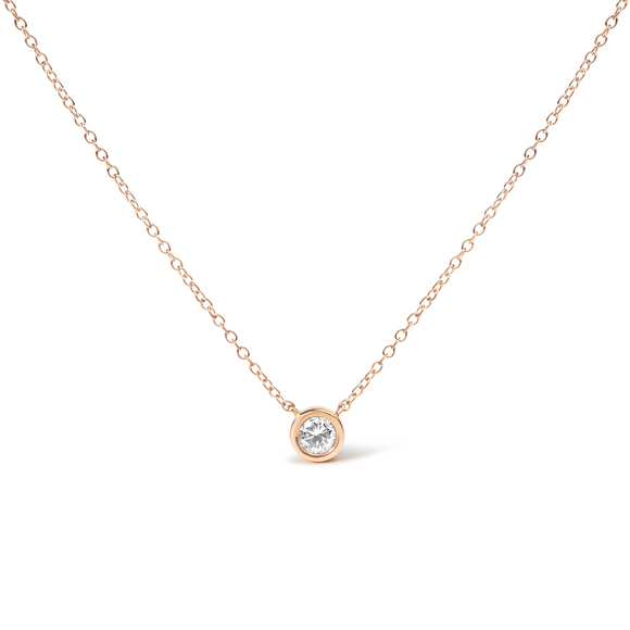 10K Rose Gold 1/5 Carat Round Brilliant-Cut Diamond Modern Bezel-Set